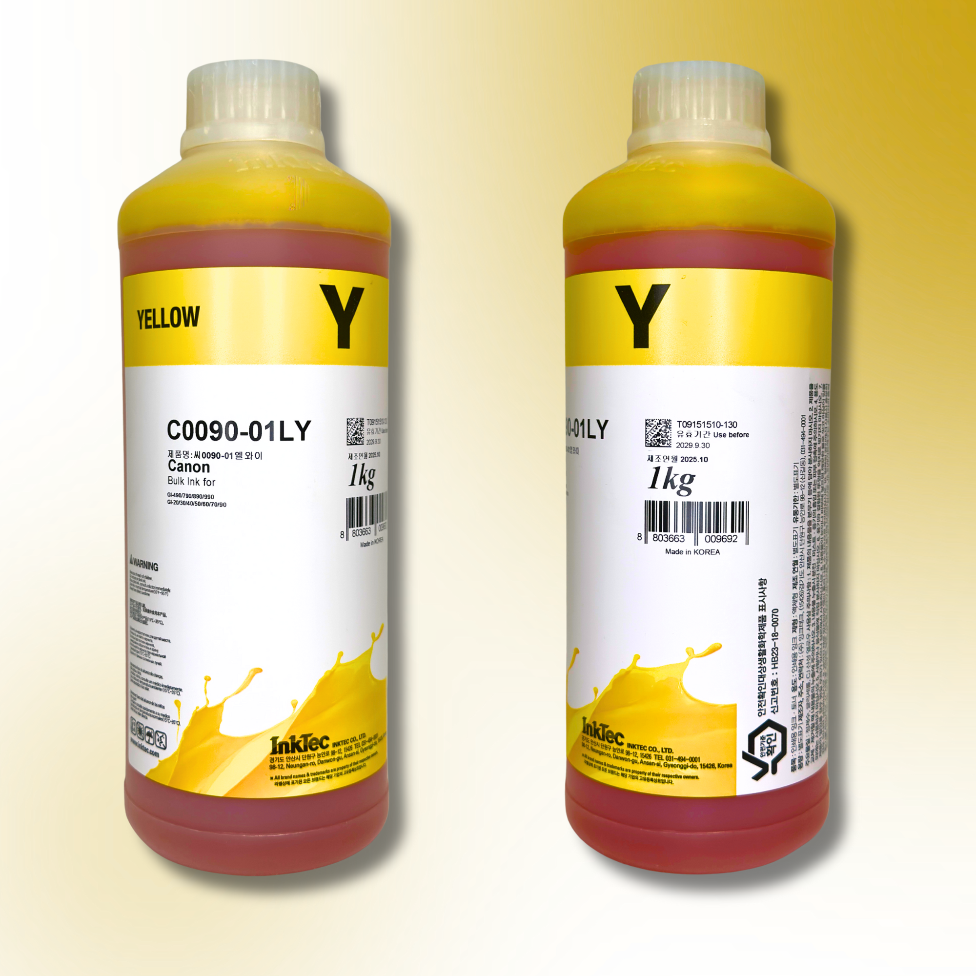 Водорозчинне чорнило InkTec, серія: C0090, для принтерів Canon (Dye - YELLOW - 1л)
