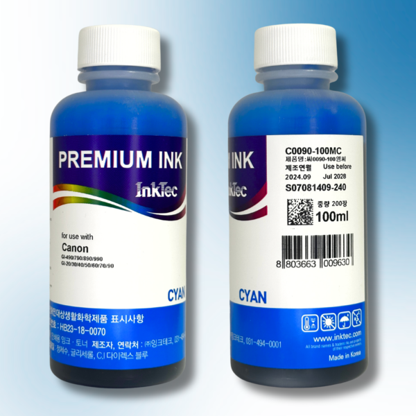 Водорозчинне чорнило InkTec, серія: C0090, для принтерів Canon (Dye - CYAN - 100мл)