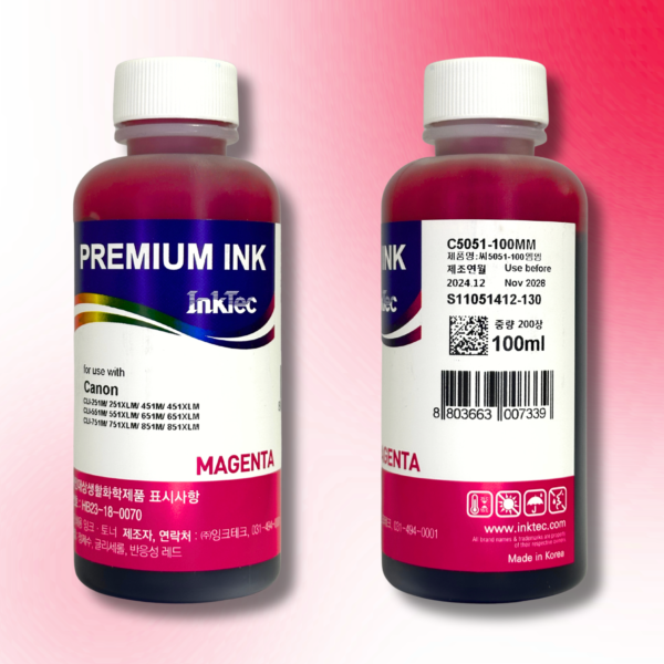 Водорозчинне чорнило InkTec, серія: C5051, для принтерів Canon (Dye - MAGENTA - 100мл)