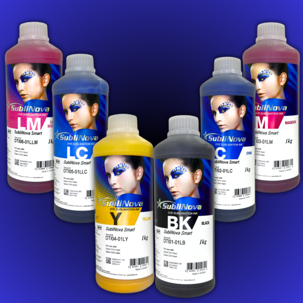 Комплект сублімаційного чорнила InkTec, серія: SubliNova Smart, 6 кольорів (Black, Cyan, Magenta, Yellow, Light Cyan, Light Magenta) – 1л