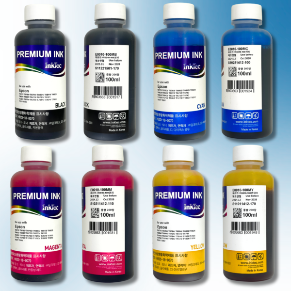 Комплект водорозчинного чорнила InkTec для принтерів EPSON, серія E0010, 4 кольори (Black, Cyan, Magenta, Yellow) – 100мл