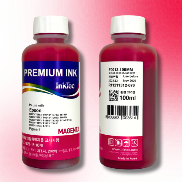 Пігментне чорнило InkTec, серія: E0013, для принтерів EPSON (Pigment – MAGENTA – 100мл)