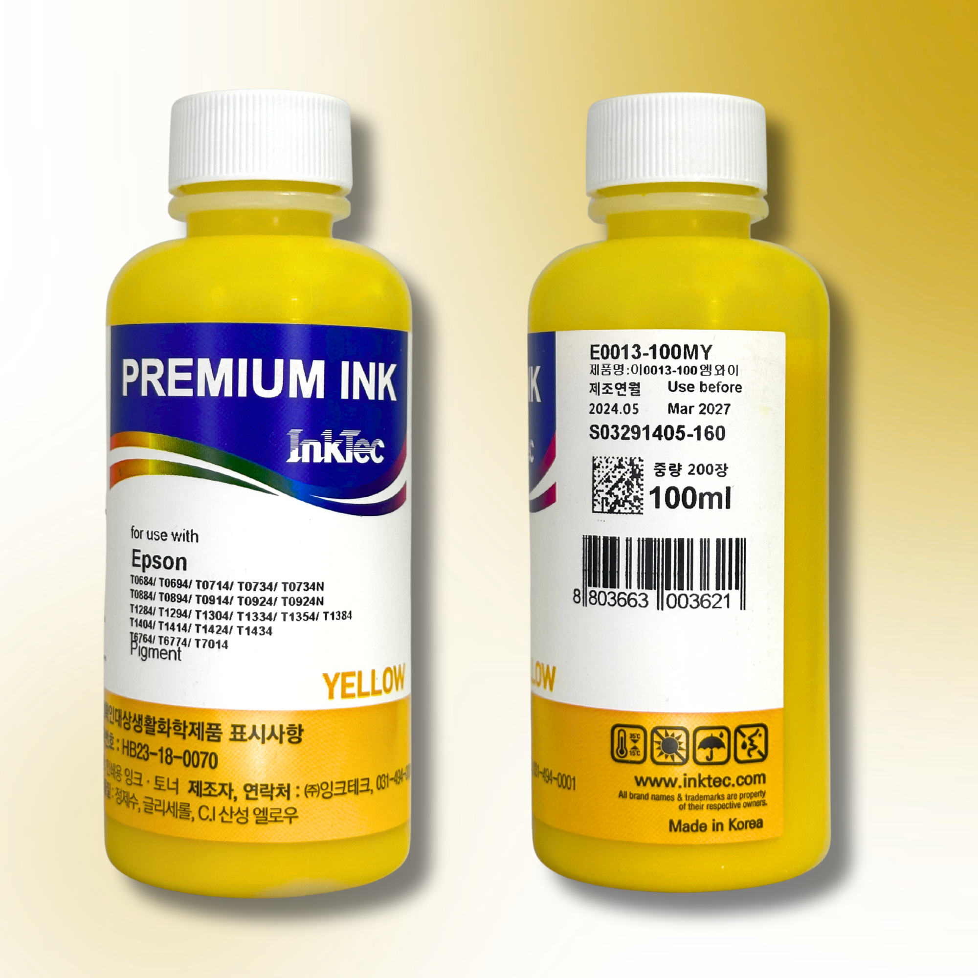 Пігментне чорнило InkTec, серія: E0013, для принтерів EPSON (Pigment – YELLOW – 100мл)