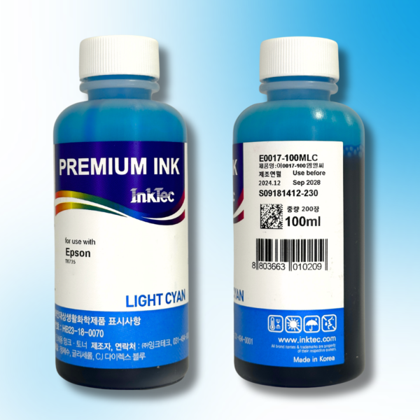 Водорозчинне чорнило InkTec, серія: E0017, для принтерів EPSON (Dye – LIGHT CYAN – 100мл)