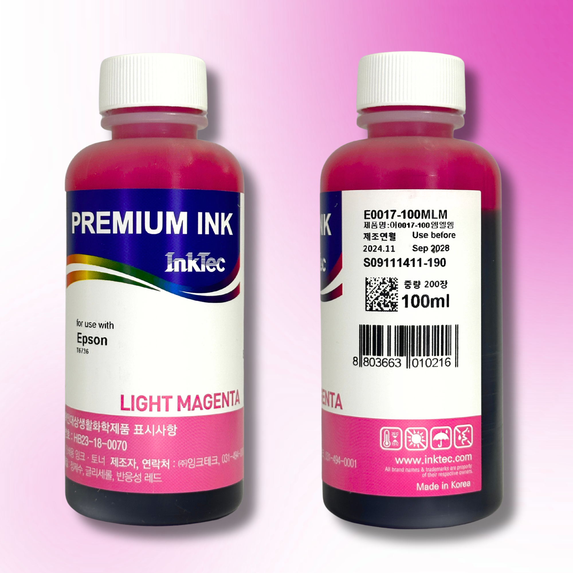 Водорозчинне чорнило InkTec, серія: E0017, для принтерів EPSON (Dye – LIGHT MAGENTA – 100мл)