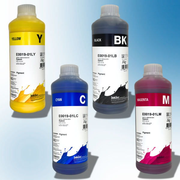 Комплект пігментного чорнила InkTec для принтерів EPSON, серія E0019, 4 кольори (Black, Cyan, Magenta, Yellow) – 1л