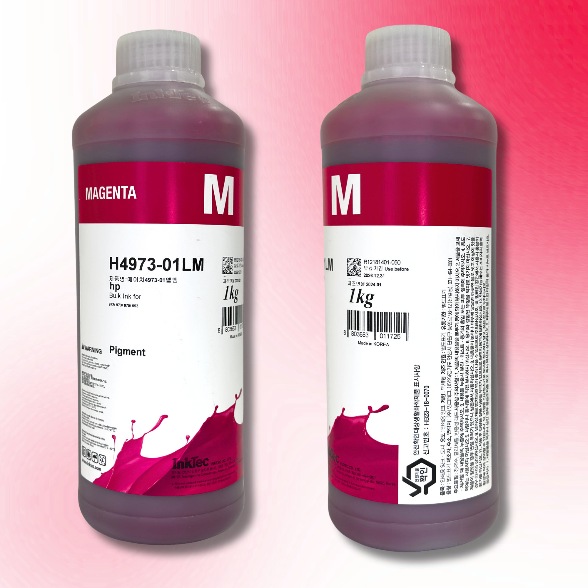 Пігментне чорнило InkTec, серія: H4973, для принтерів Hewlett-Packard (Pigment - MAGENTA - 1л)