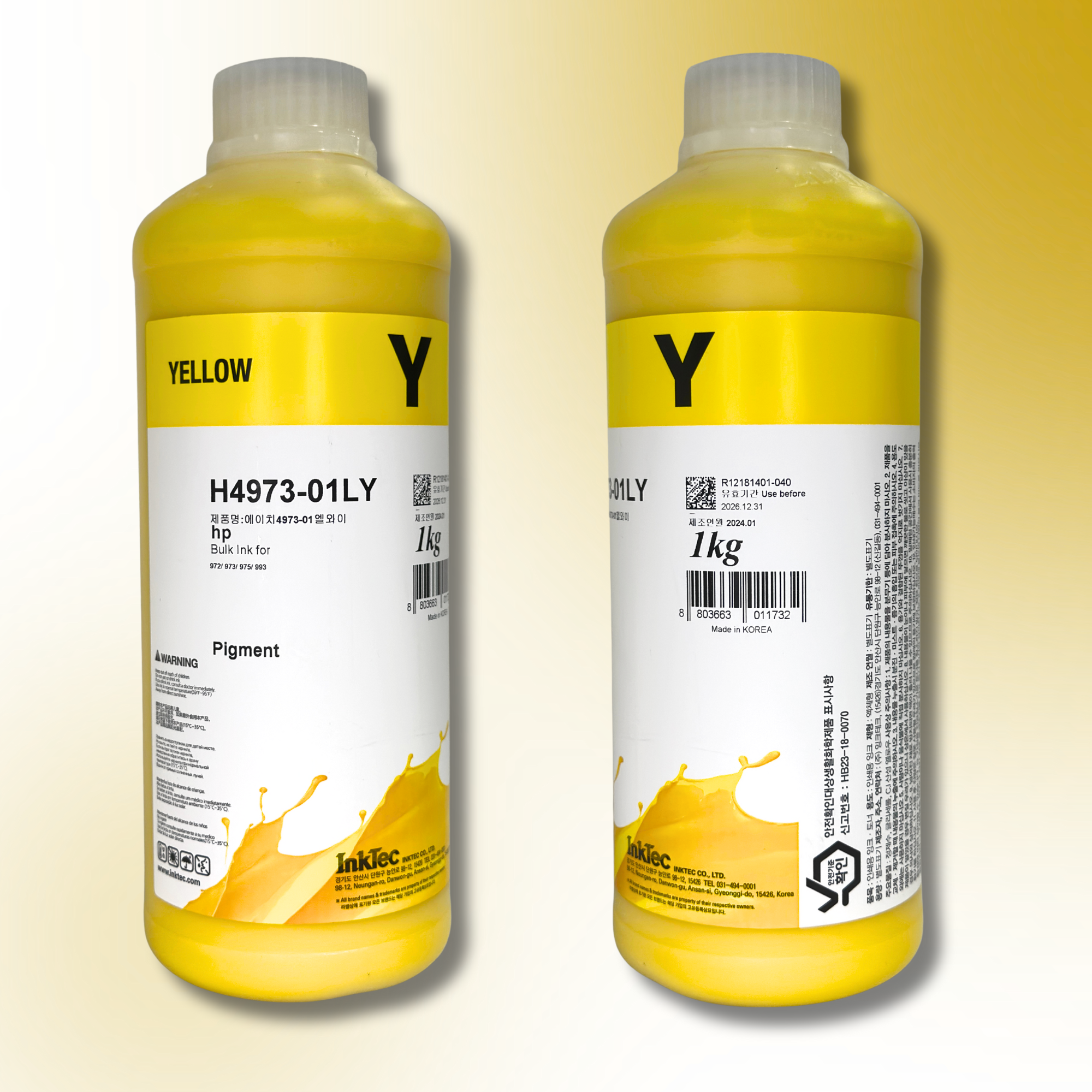 Пігментне чорнило InkTec, серія: H4973, для принтерів Hewlett-Packard (Pigment - YELLOW - 1л)