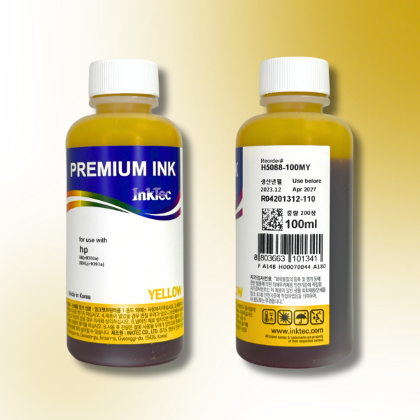 Водорозчинне чорнило InkTec, серія: H5088, для принтерів Hewlett-Packard (Dye - YELLOW - 100мл)