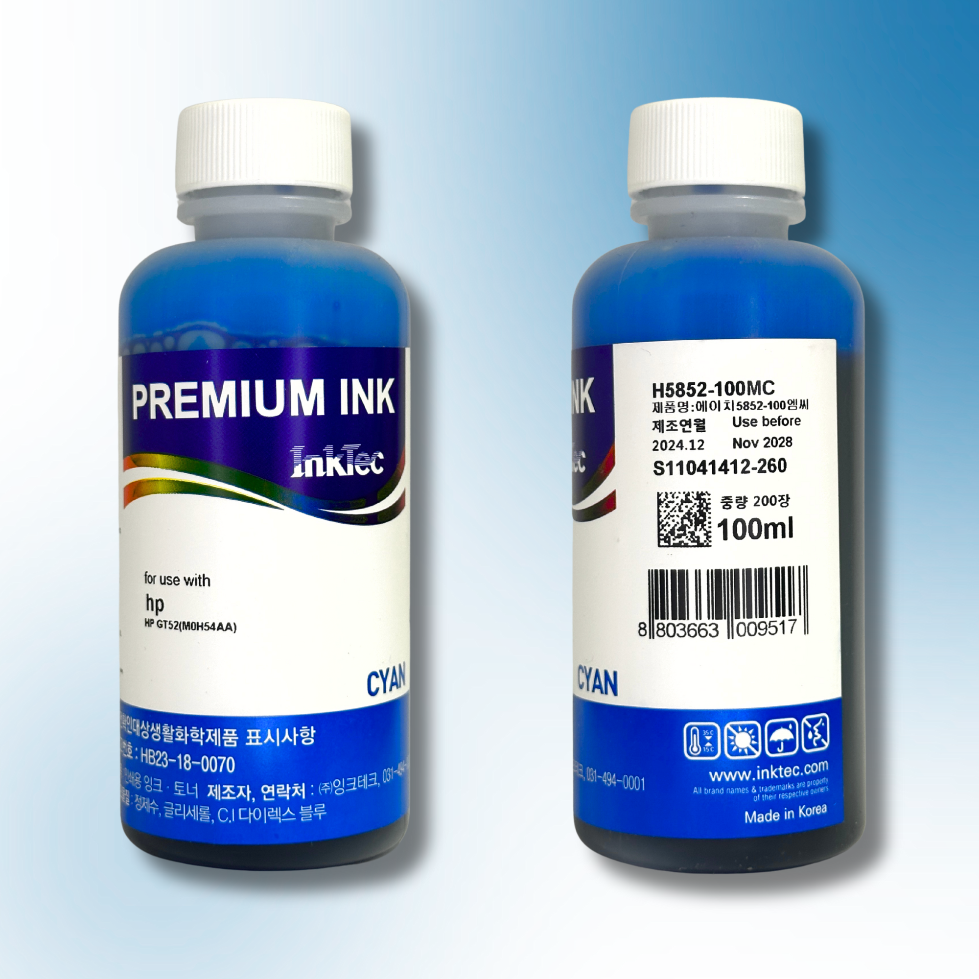 Водорозчинне чорнило InkTec, серія: H5852, для принтерів Hewlett-Packard (Dye – CYAN – 100мл)