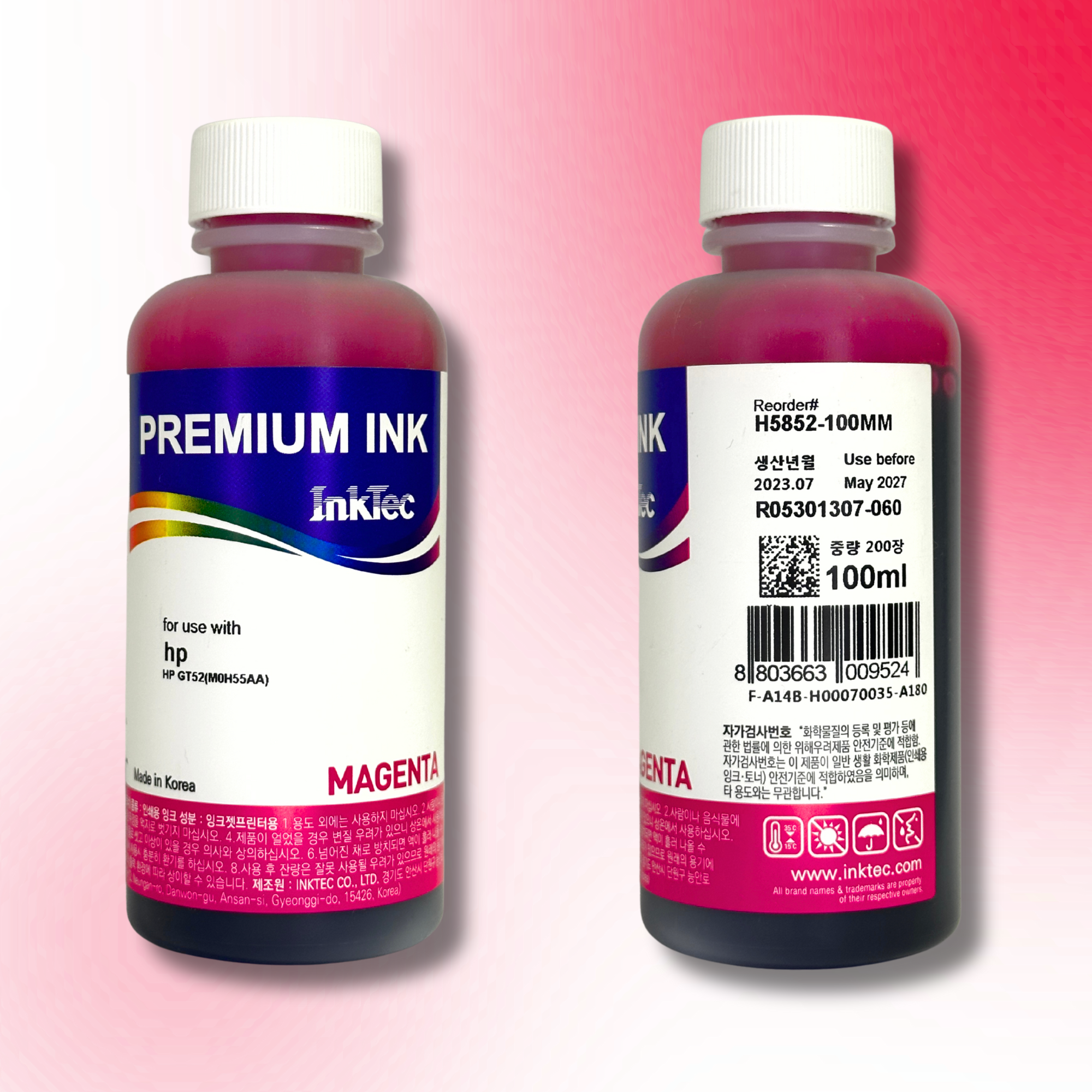 Водорозчинне чорнило InkTec, серія: H5852, для принтерів Hewlett-Packard (Dye – MAGENTA – 100мл)