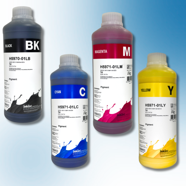 Комплект пігментного чорнила InkTec для принтерів Hewlett-Packard, серія H5970-5971, 4 кольори (Black, Cyan, Magenta, Yellow) – 1л
