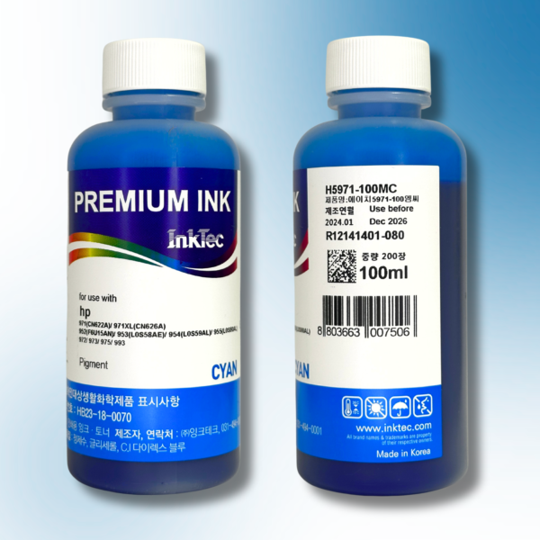 Пігментне чорнило InkTec, серія: H5971, для принтерів Hewlett-Packard (Pigment - CYAN - 100мл)