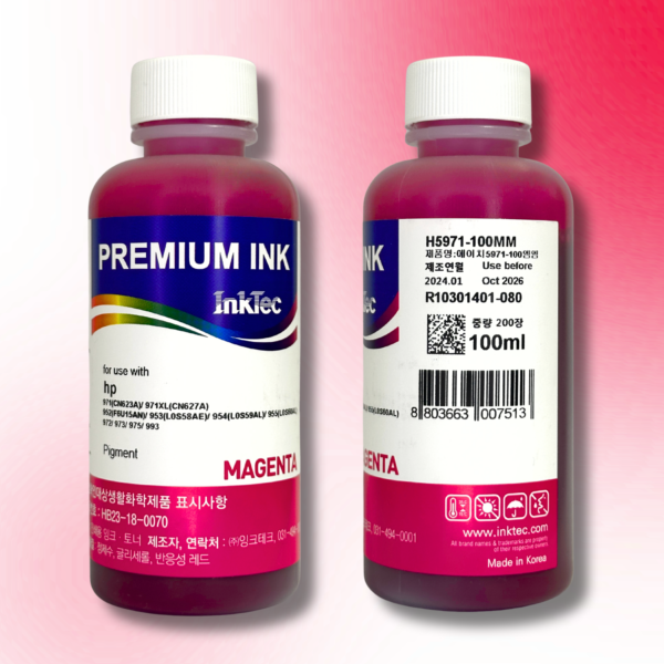 Пігментне чорнило InkTec, серія: H5971, для принтерів Hewlett-Packard (Pigment - MAGENTA - 100мл)