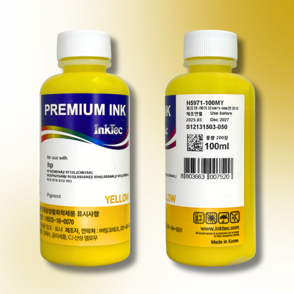 Пігментне чорнило InkTec, серія: H5971, для принтерів Hewlett-Packard (Pigment - YELLOW - 100мл)